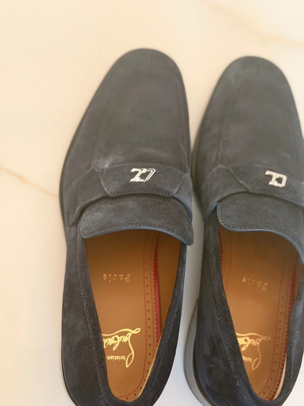 CHRISTIAN LOUBOUTIN - BLUE SUEDE "VARSIMOC" LOAFERS - Picture 2 of 6